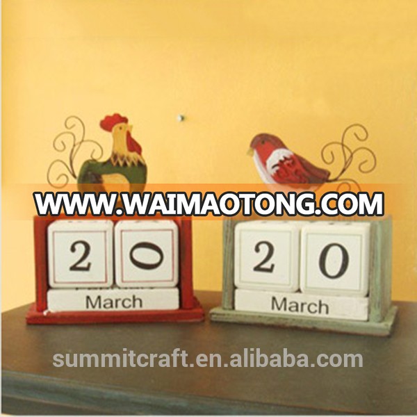 Wooden animal shape rural style block desk calendar